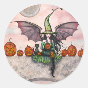Halloween Stickers Heks Kat Pompoenen