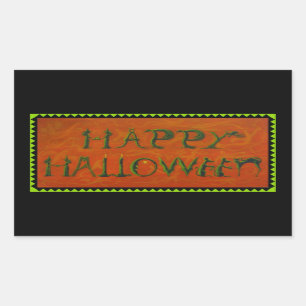 Halloween stickers, heks, zwart, kat, geesten rechthoekige sticker