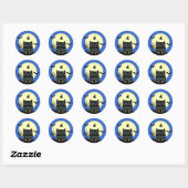 Halloween-Stickers in haunted House Ronde Sticker (Vel)