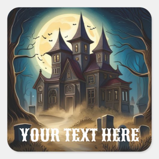 Halloween-Stickers in haunted House Vierkante Sticker (Voorkant)