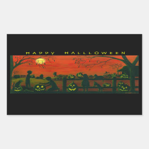 Halloween stickers,Jack-O-Lantern,hond,zwart,kat Rechthoekige Sticker