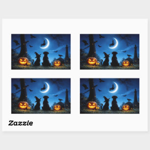 Halloween Stickers met Cute Hond en Kat