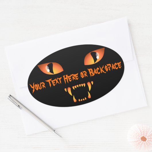 Halloween Stickers Personalized Spooky Cat Sticker (Envelop)