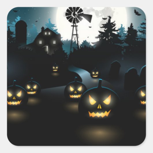 Halloween Stickers-Pompoenen Vierkante Sticker (Voorkant)