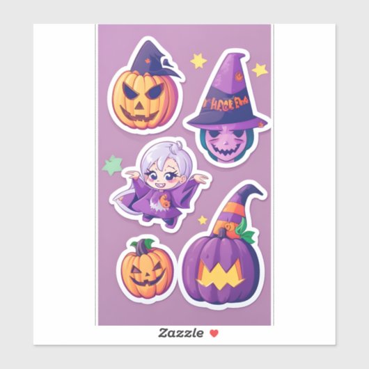 Halloween Stickers schedels, pompoen (Vel)