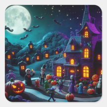Halloween Stickers: Spooky Fun Square Stickers