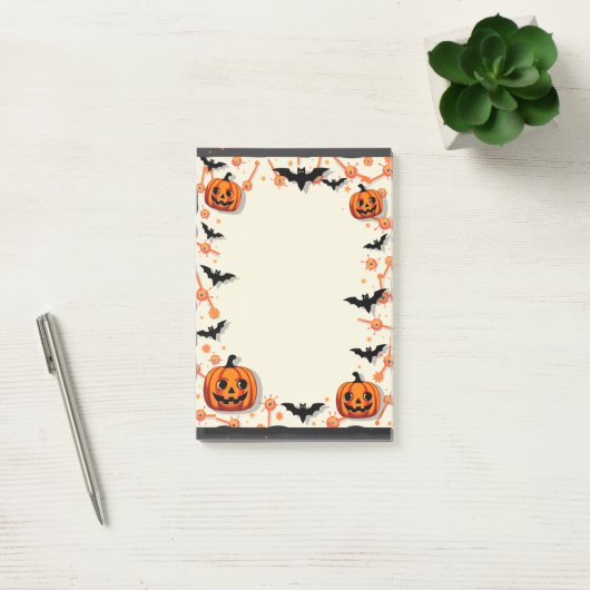 Halloween Sticky Notes met pompoenen en vleermuize (Kantoor)