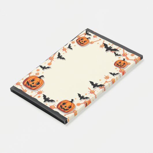 Halloween Sticky Notes met pompoenen en vleermuize (Schuin)