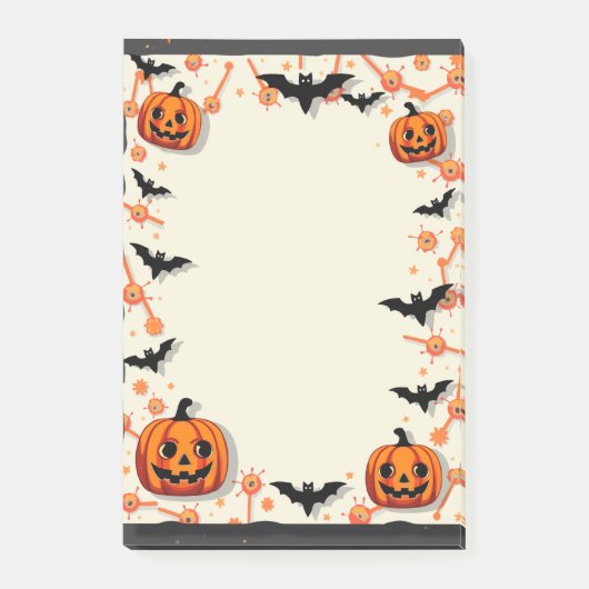 Halloween Sticky Notes met pompoenen en vleermuize (Voorkant)