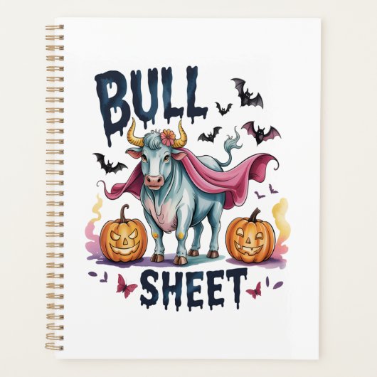 Halloween stiervel, Grappige spookkoe Planner (Voorkant)