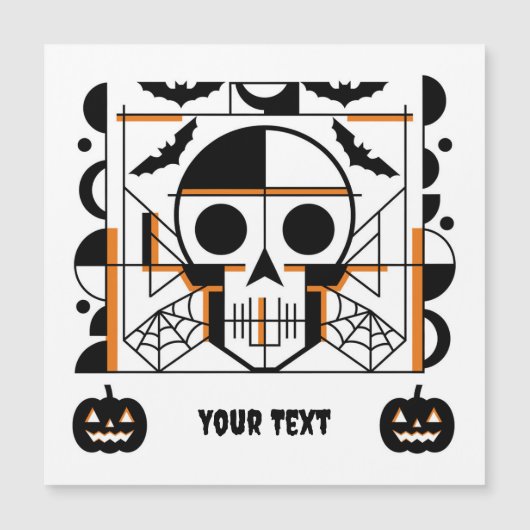 Halloween-stijl schedel, vleermuizen, spinnenwebbe (Voorkant)