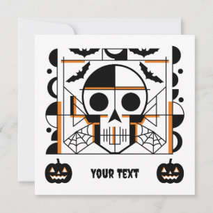 Halloween-stijl schedel, vleermuizen, spinnenwebbe