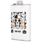 Halloween-stijl schedel, vleermuizen, spinnenwebbe heupfles (Links)