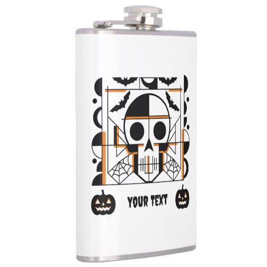 Halloween-stijl schedel, vleermuizen, spinnenwebbe heupfles (Rechts)