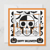 Halloween-stijl schedel, vleermuizen, spinnenwebbe kaart (Voorkant)