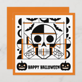 Halloween-stijl schedel, vleermuizen, spinnenwebbe kaart