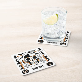 Halloween-stijl schedel, vleermuizen, spinnenwebbe kartonnen onderzetters