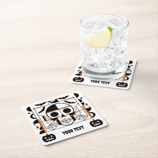 Halloween-stijl schedel, vleermuizen, spinnenwebbe kartonnen onderzetters (Insitu)