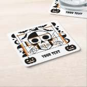 Halloween-stijl schedel, vleermuizen, spinnenwebbe kartonnen onderzetters (Schuin)