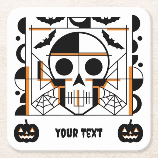 Halloween-stijl schedel, vleermuizen, spinnenwebbe kartonnen onderzetters (Voorkant)