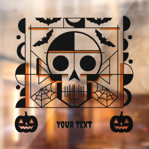 Halloween-stijl schedel, vleermuizen, spinnenwebbe raamsticker