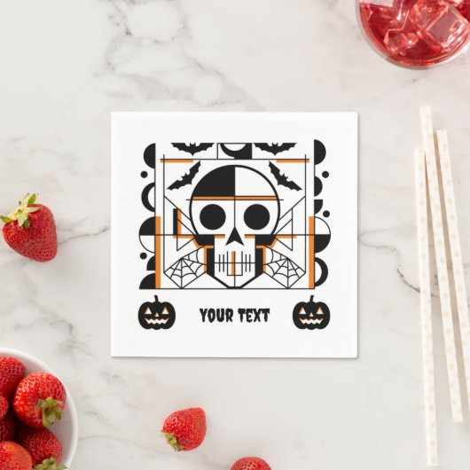 Halloween-stijl schedel, vleermuizen, spinnenwebbe servet (Insitu)