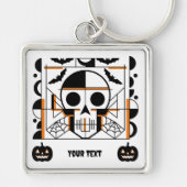 Halloween-stijl schedel, vleermuizen, spinnenwebbe sleutelhanger (Voorkant)
