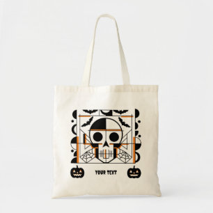 Halloween-stijl schedel, vleermuizen, spinnenwebbe tote bag