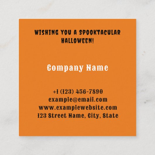 Halloween-stijl schedel, vleermuizen, spinnenwebbe vierkante visitekaartje (Achterkant)