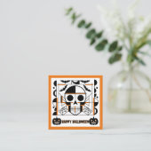 Halloween-stijl schedel, vleermuizen, spinnenwebbe vierkante visitekaartje (Staand voorkant)