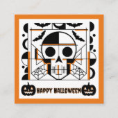 Halloween-stijl schedel, vleermuizen, spinnenwebbe vierkante visitekaartje (Voorkant)