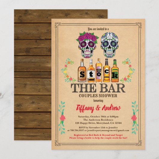 Halloween Stock de Bar nodigde suikerschedels uit Kaart (Voorkant / Achterkant)