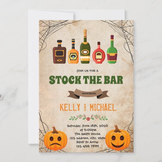 Halloween stock de bar thema uitnodiging (Voorkant)