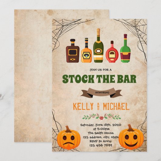Halloween stock de bar thema uitnodiging (Voorkant / Achterkant)