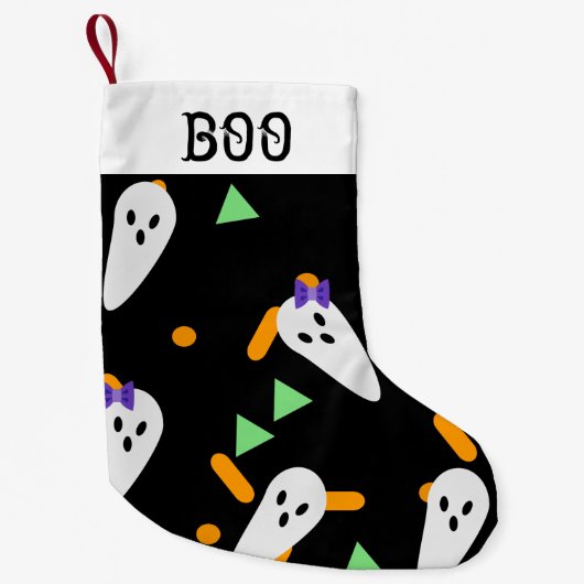 Halloween Stocking | Cute Ghost Confetti Kleine Kerstsok (Voorkant)