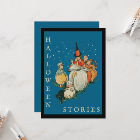 Halloween Storytime Little Witch Black Cat Kaart (Voorkant / Achterkant in situ)