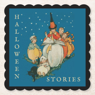  Halloween Storytime Little Witch Black Cat Kartonnen Onderzetters