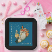  Halloween Storytime Little Witch Black Cat Papieren Bordje (Feest)