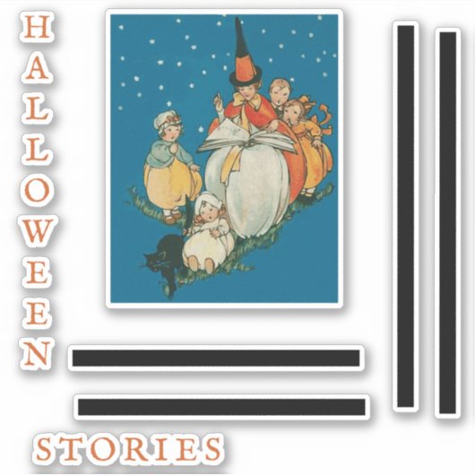  Halloween Storytime Little Witch Black Cat Sticker (Voorkant)