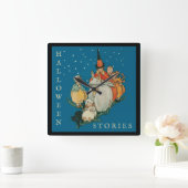  Halloween Storytime Little Witch Black Cat Vierkante Klok (Huis)