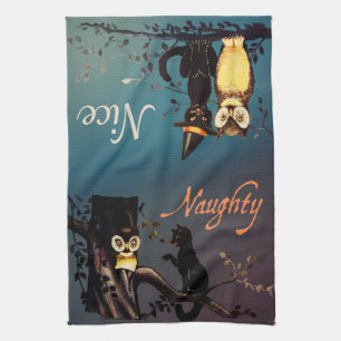 Halloween stoute of mooie handdoek - kat en uil