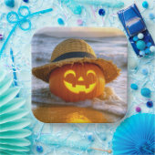 Halloween Strand Jack-o-lantern Papieren Bordje (Feest)
