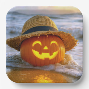 Halloween Strand Jack-o-lantern Papieren Bordje