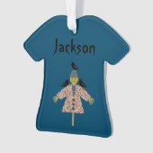 Halloween Straw Scarecrow and Ravens Custom Name Ornament (voorkant)