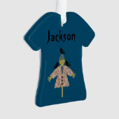 Halloween Straw Scarecrow and Ravens Custom Name Ornament (voorkant)