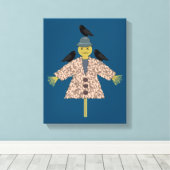Halloween Straw Scarecrow en Ravens Canvas Afdruk (Insitu (Houten vloer))