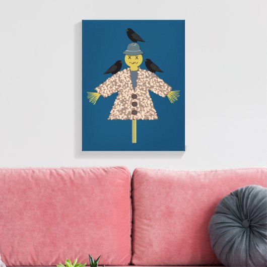 Halloween Straw Scarecrow en Ravens Canvas Afdruk (Insitu (Woonkamer))