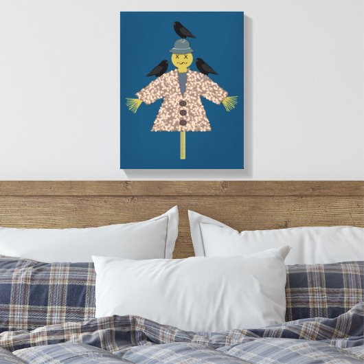 Halloween Straw Scarecrow en Ravens Canvas Afdruk (Insitu (Slaapkamer))