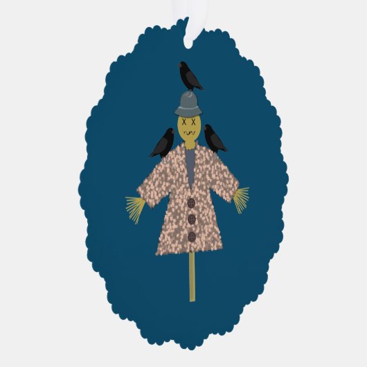 Halloween Straw Scarecrow en Ravens Custom Ornament Kaart (Rechts)