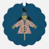 Halloween Straw Scarecrow en Ravens Custom Ornament Kaart (Voorkant)